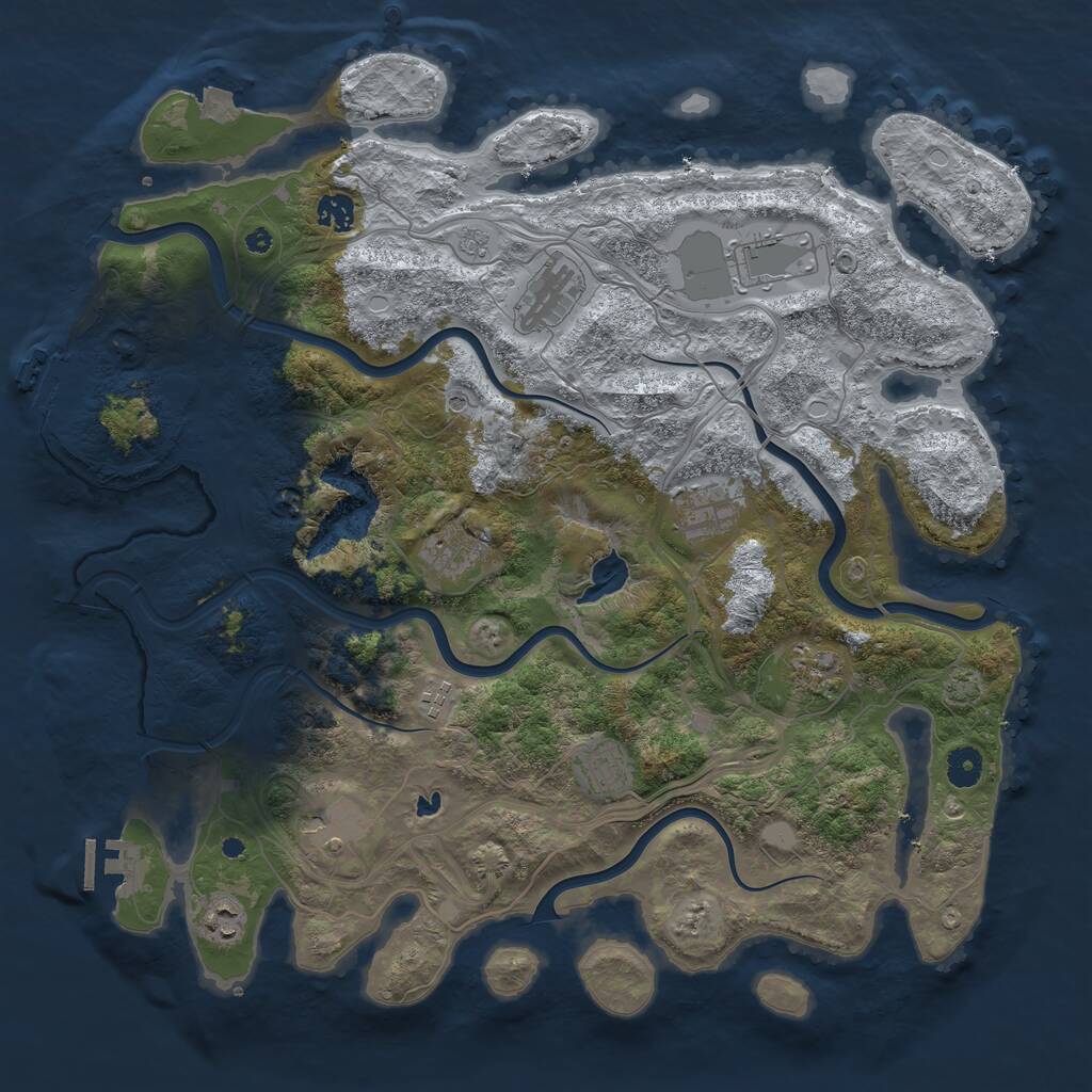 Rust Map: Procedural Map, Size: 4250, Seed: 1812247759, 16 Monuments