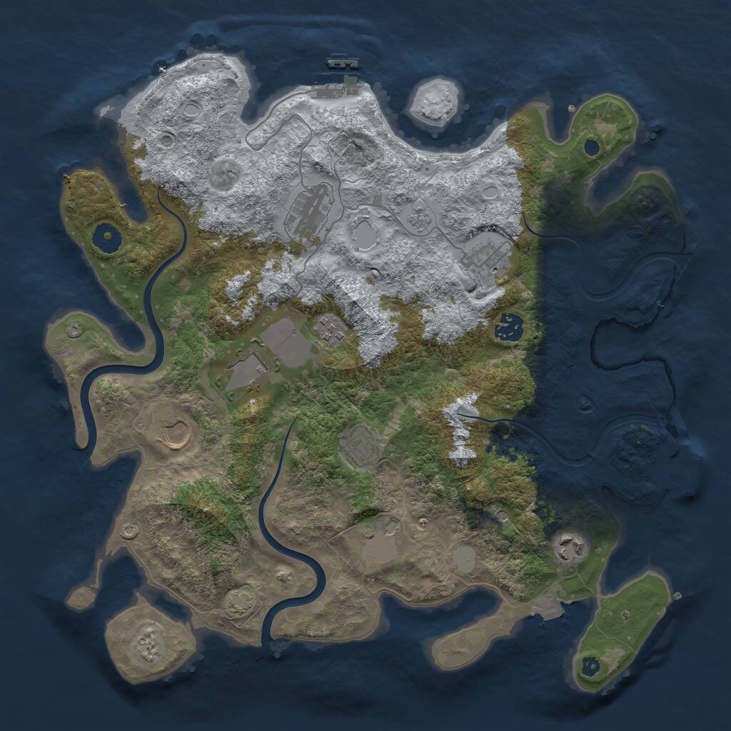 Rust Map: Procedural Map, Size: 3800, Seed: 266643201, 15 Monuments