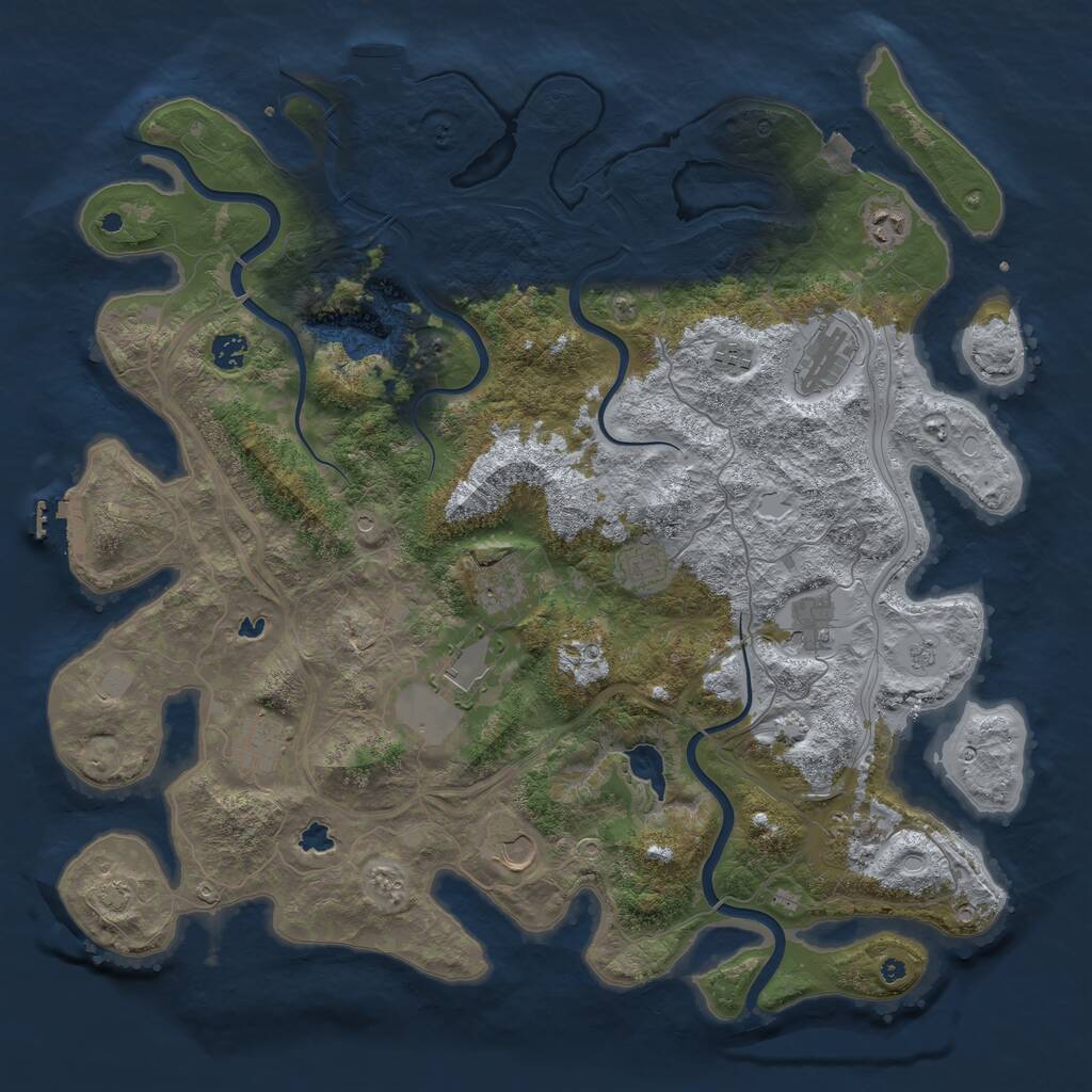 Rust Map: Procedural Map, Size: 4500, Seed: 2125450381, 17 Monuments