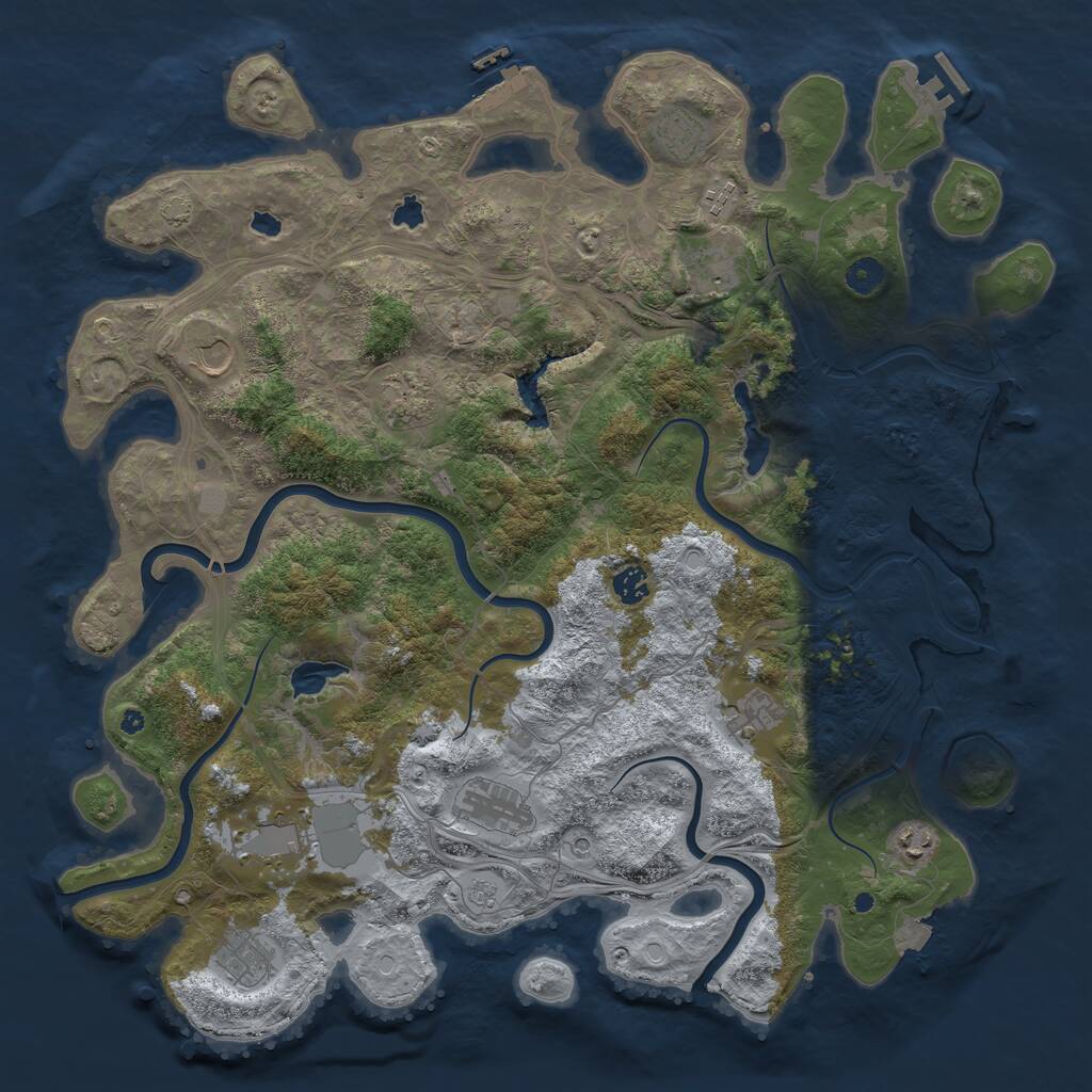 Rust Map: Procedural Map, Size: 4500, Seed: 2031578918, 17 Monuments