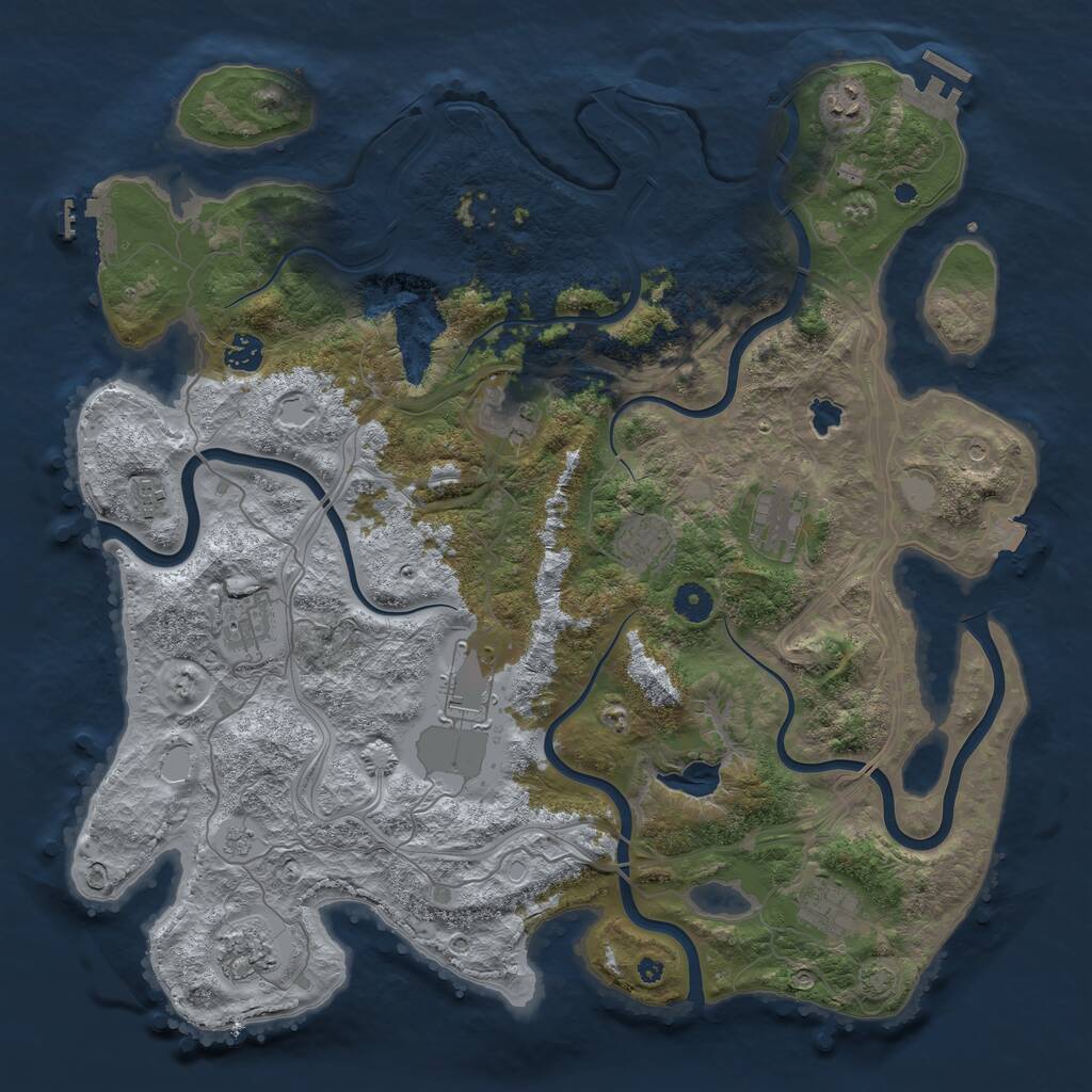 Rust Map: Procedural Map, Size: 4250, Seed: 1186447561, 16 Monuments