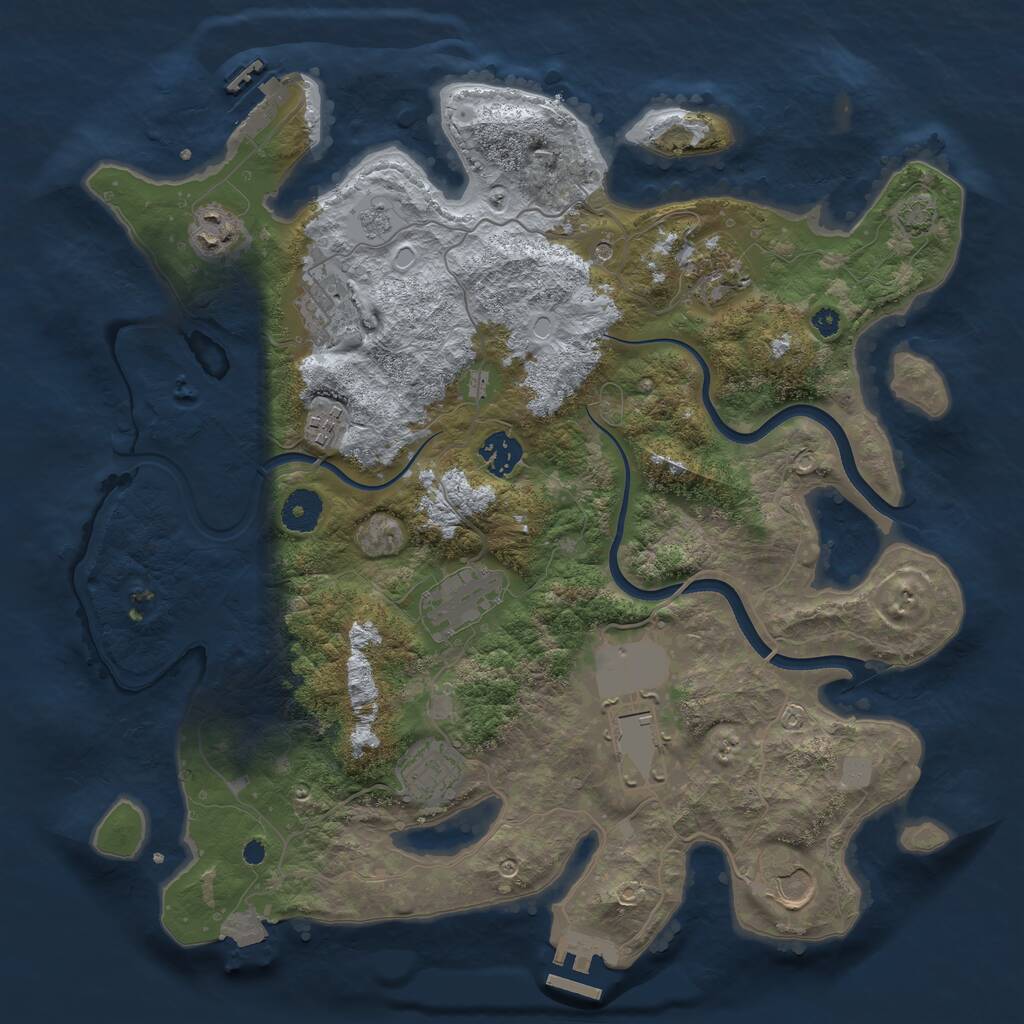 Rust Map: Procedural Map, Size: 3700, Seed: 409609062, 15 Monuments