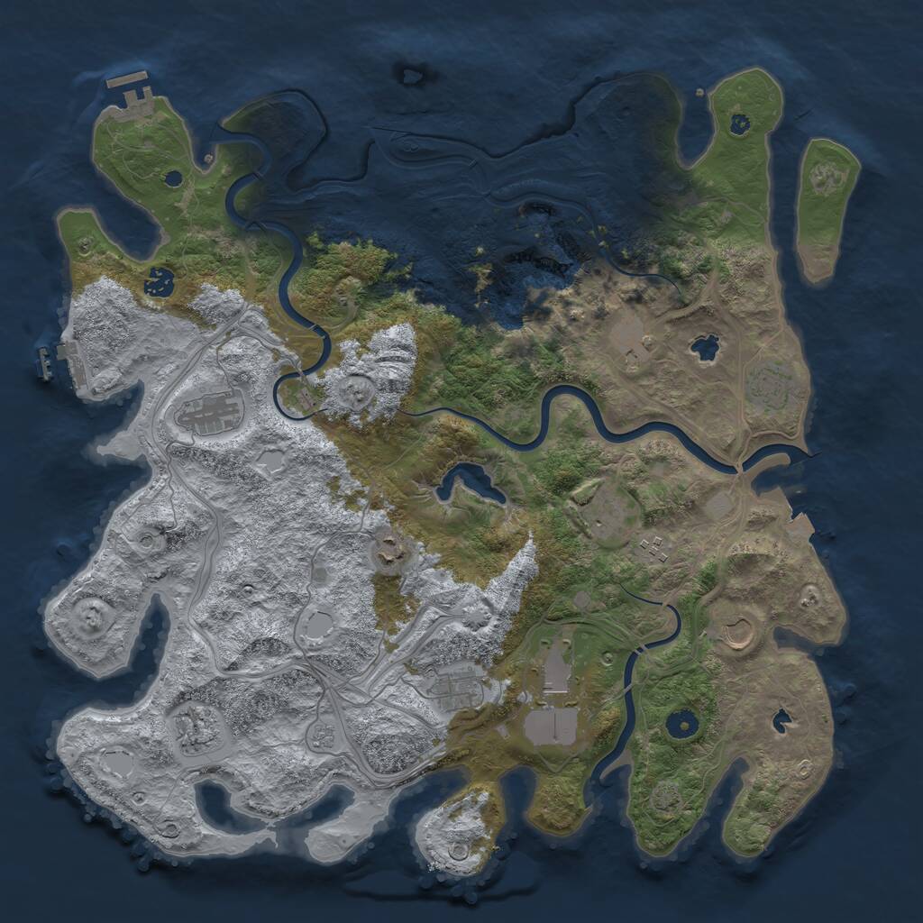 Rust Map: Procedural Map, Size: 4500, Seed: 1277880199, 17 Monuments
