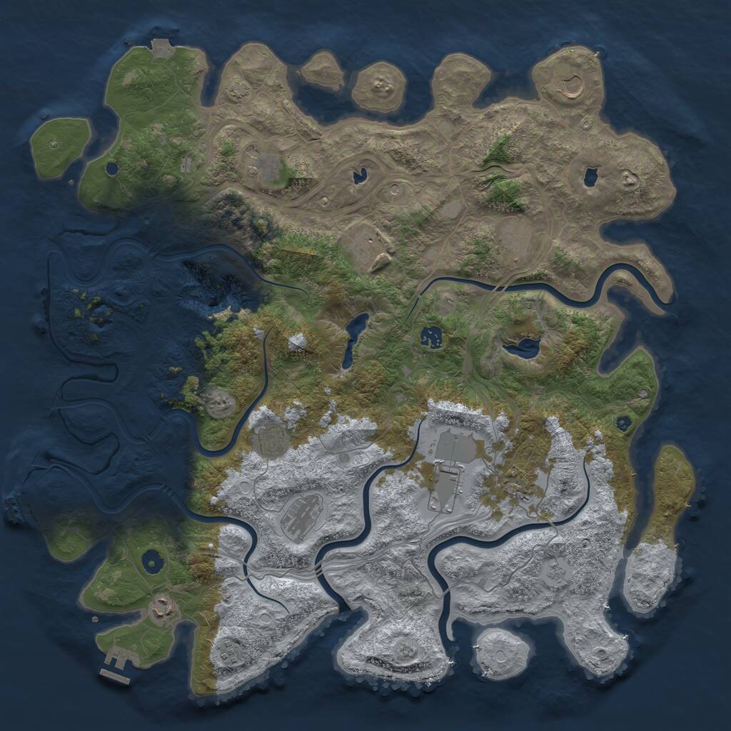 Rust Map: Procedural Map, Size: 4800, Seed: 410965727, 17 Monuments