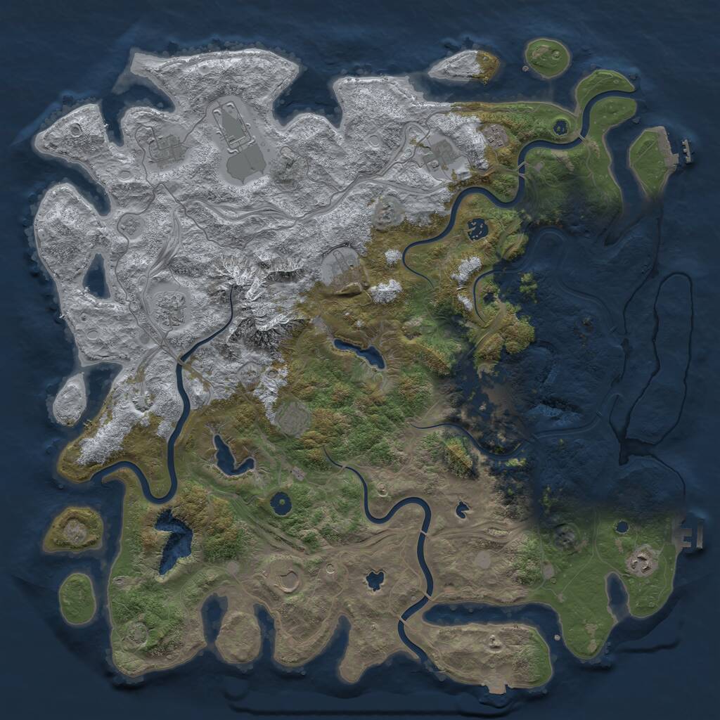 Rust Map: Procedural Map, Size: 5000, Seed: 286707404, 17 Monuments
