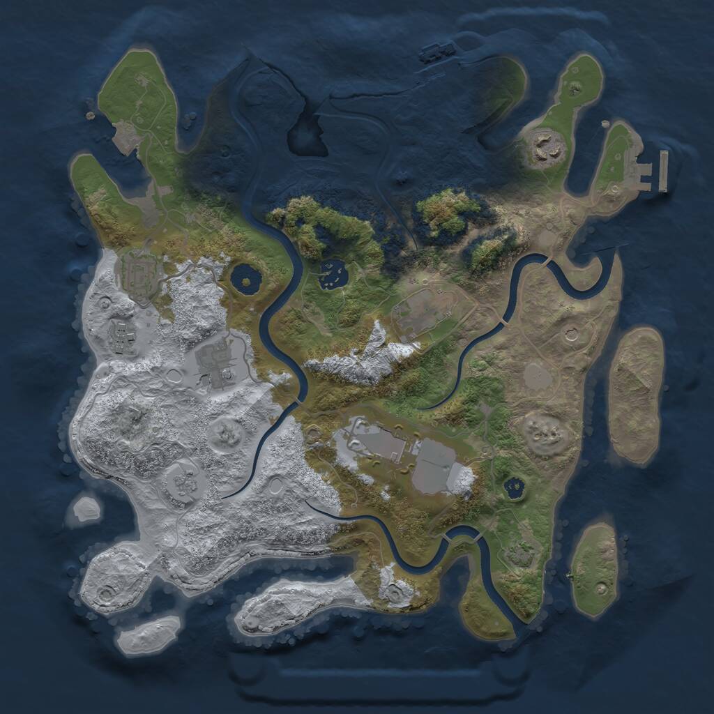Rust Map: Procedural Map, Size: 3500, Seed: 1847179688, 13 Monuments
