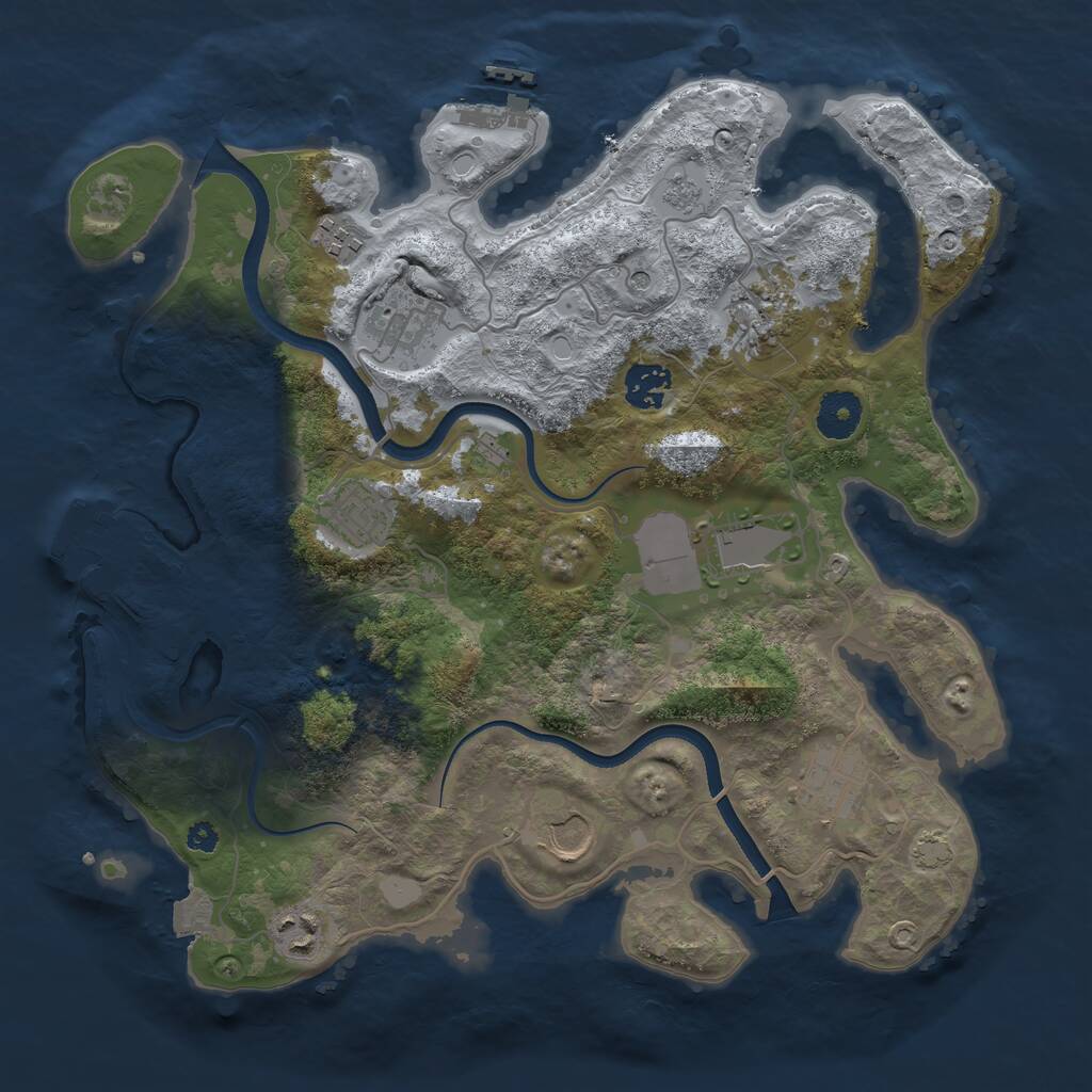 Rust Map: Procedural Map, Size: 3500, Seed: 27668883, 15 Monuments