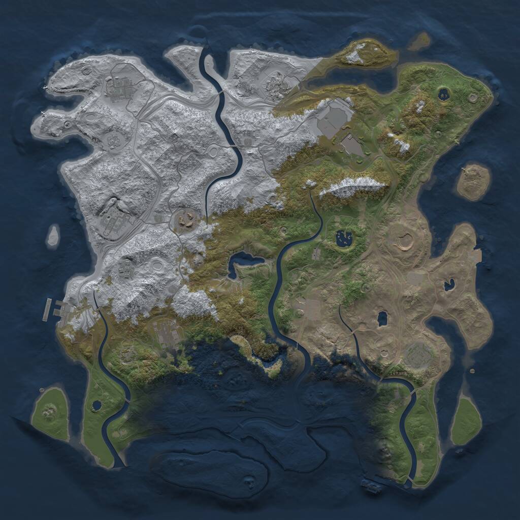 Rust Map: Procedural Map, Size: 4500, Seed: 1739944168, 17 Monuments