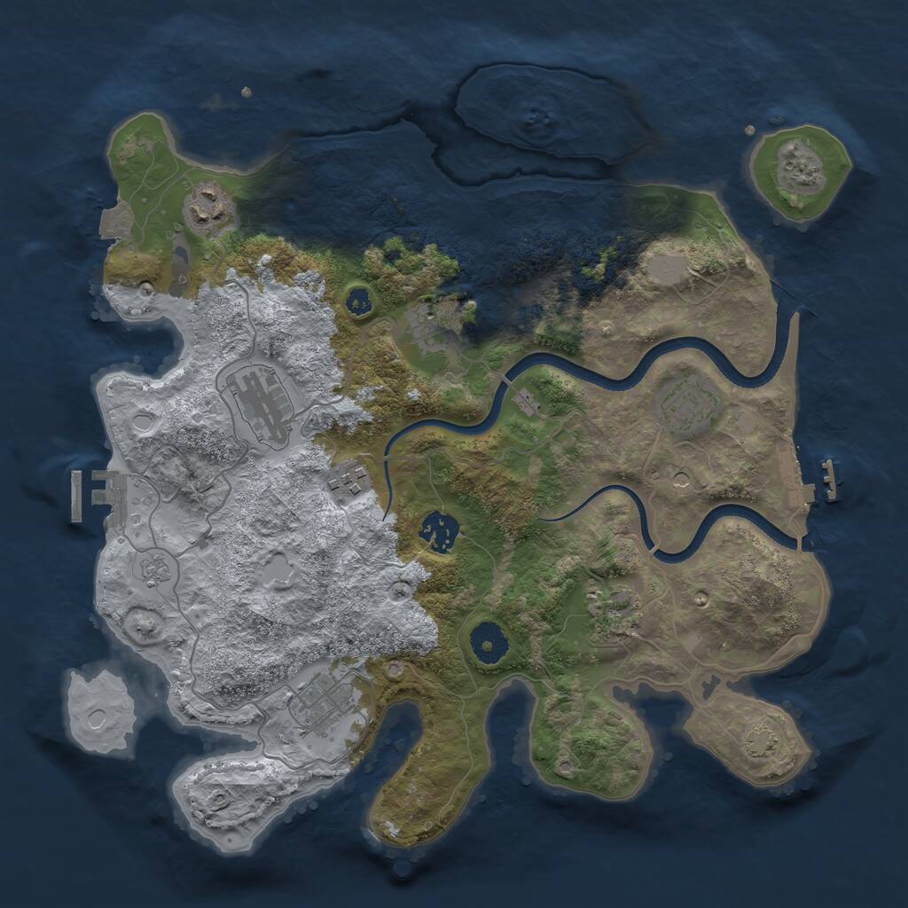 Rust Map: Procedural Map, Size: 3498, Seed: 54854054, 14 Monuments