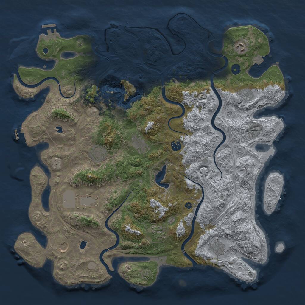 Rust Map: Procedural Map, Size: 4500, Seed: 1924411584, 16 Monuments