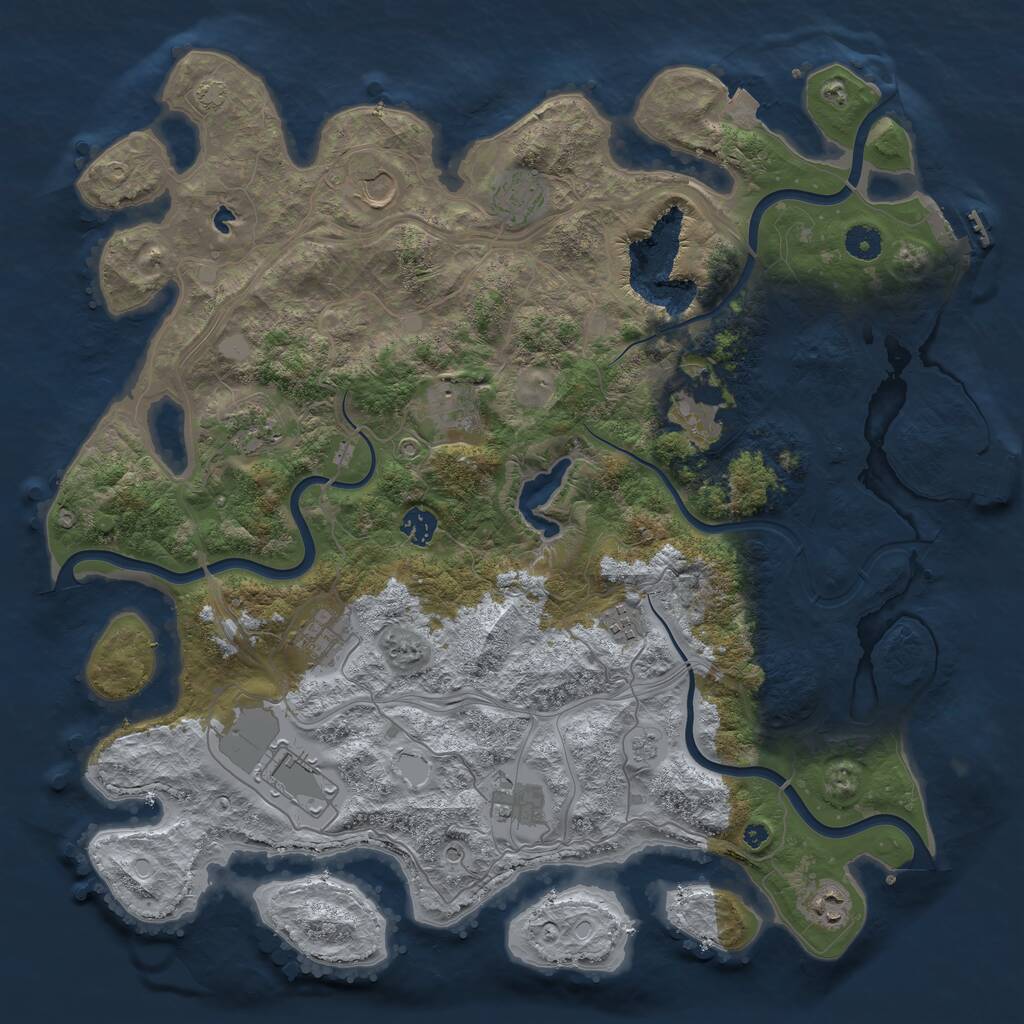 Rust Map: Procedural Map, Size: 4300, Seed: 1988227486, 17 Monuments