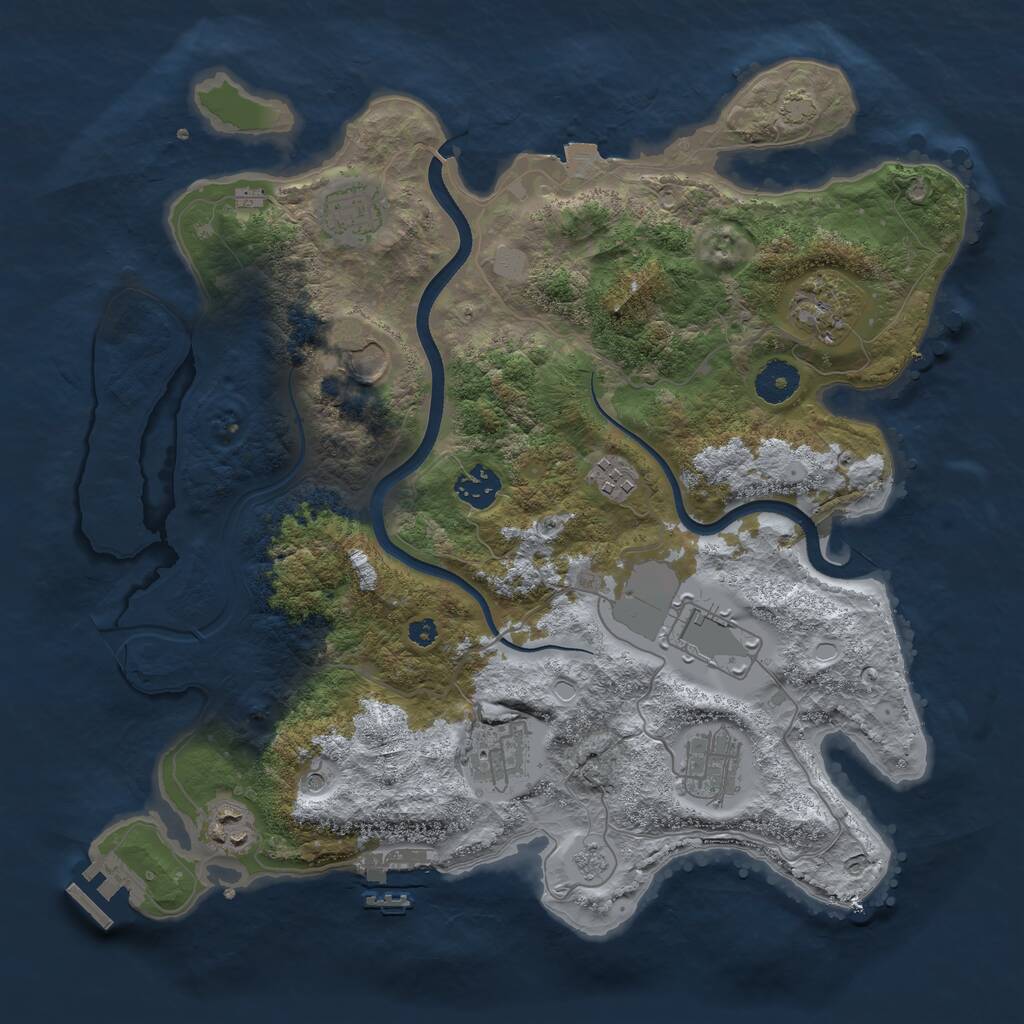 Rust Map: Procedural Map, Size: 3600, Seed: 1146487063, 15 Monuments