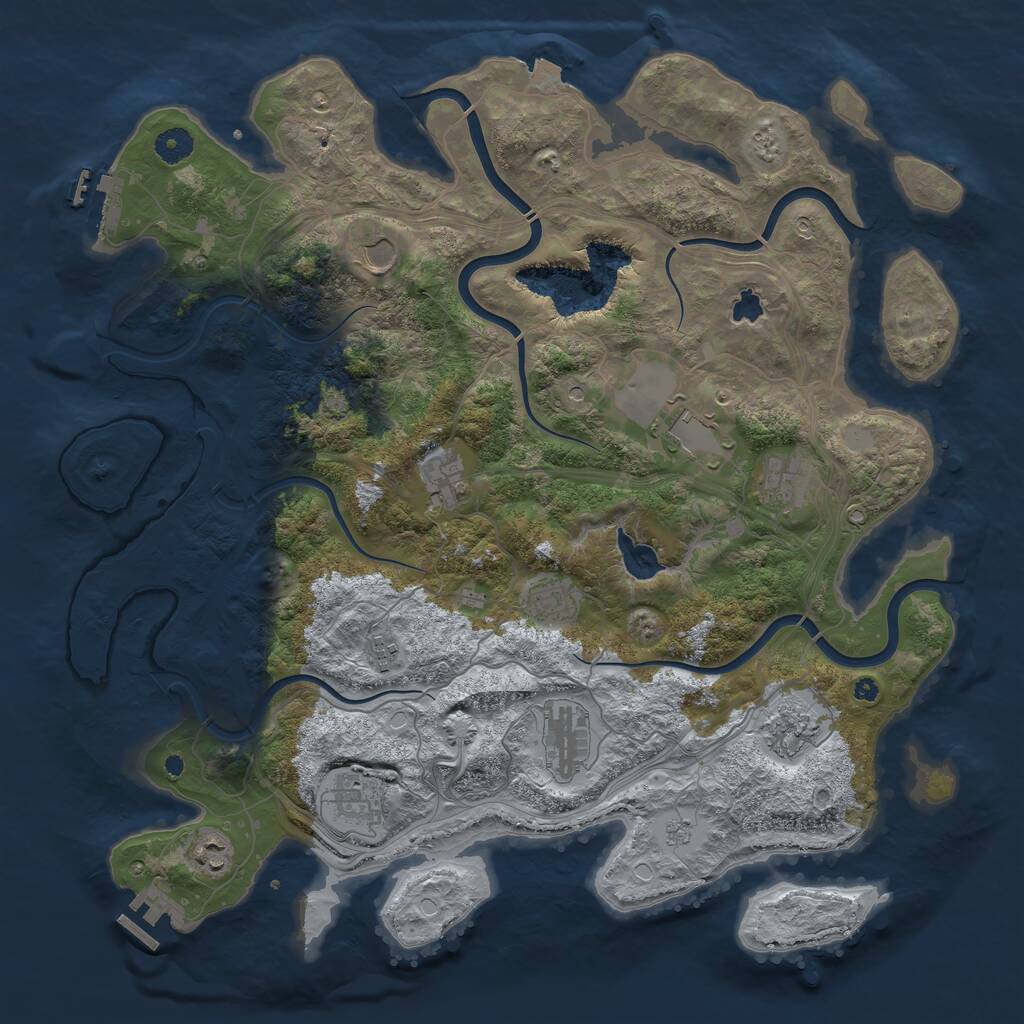 Rust Map: Procedural Map, Size: 4250, Seed: 346106576, 16 Monuments