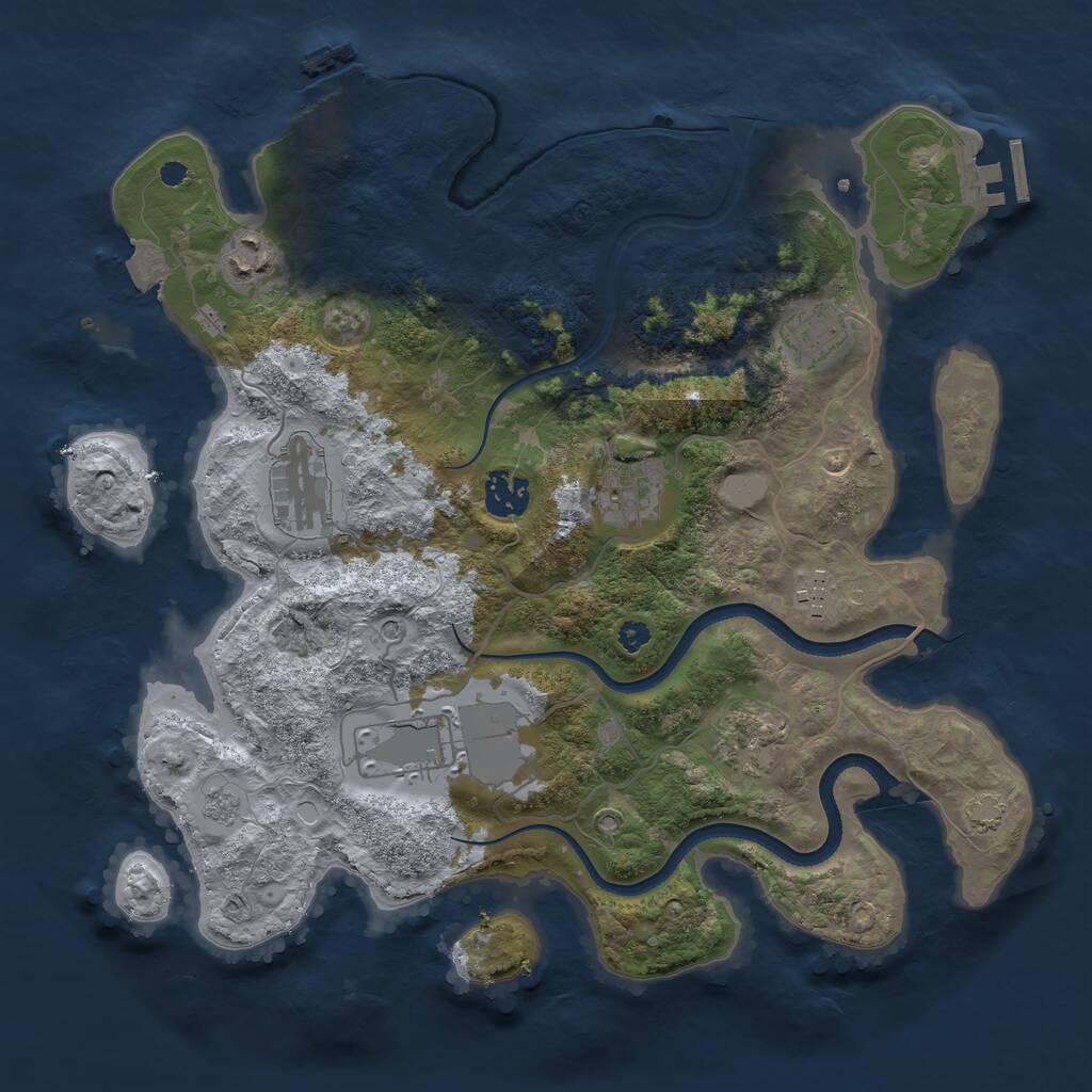 Rust Map: Procedural Map, Size: 3500, Seed: 571926277, 14 Monuments