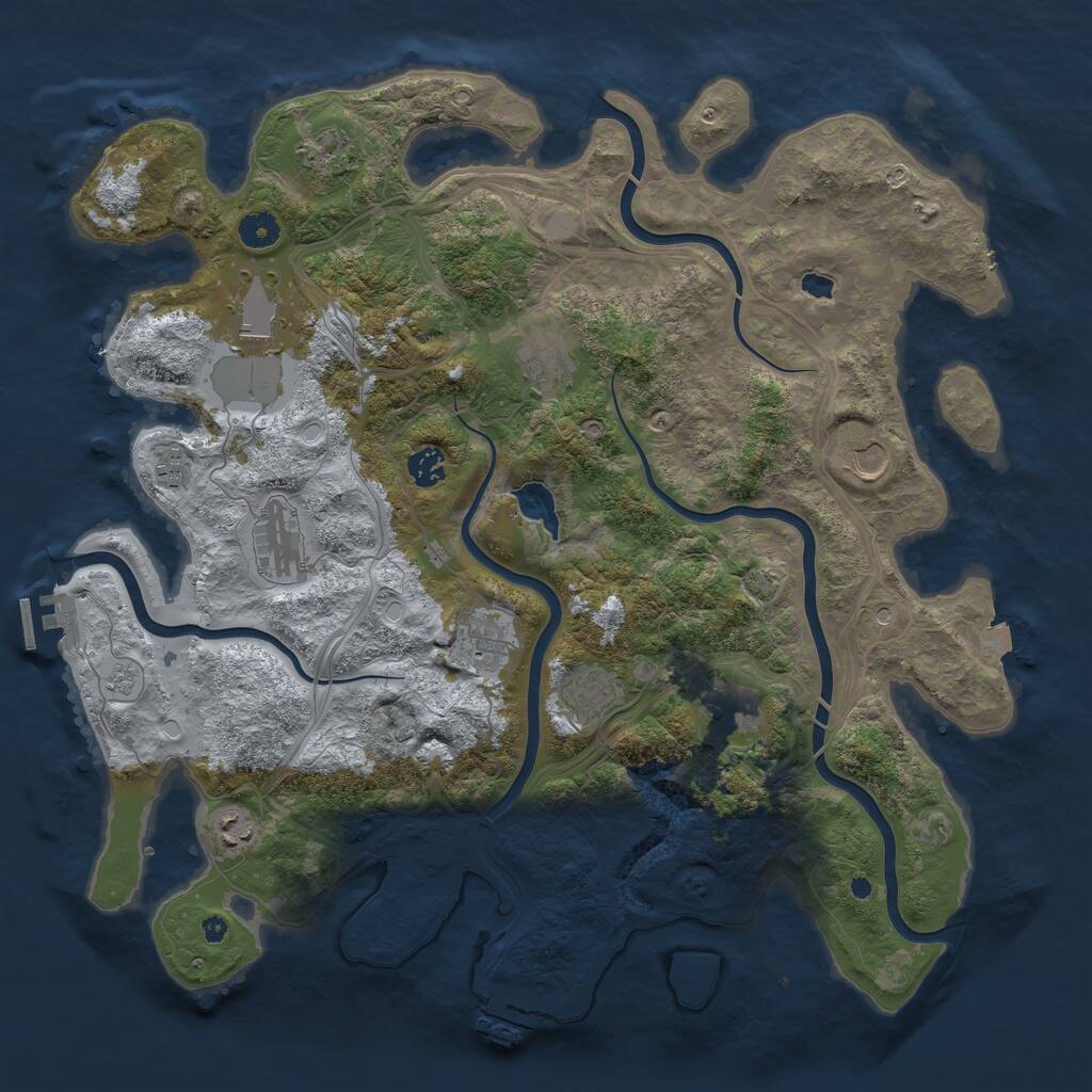 Rust Map: Procedural Map, Size: 4250, Seed: 1307353312, 17 Monuments
