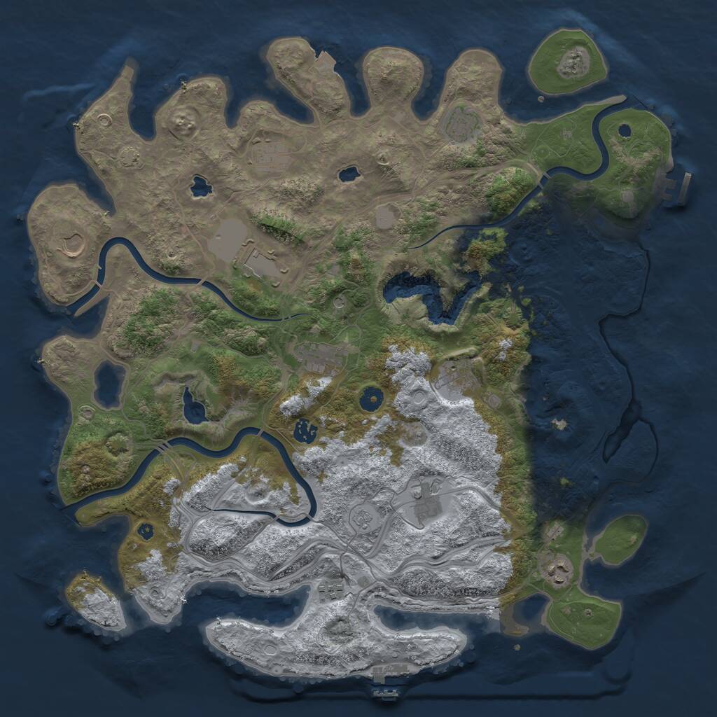 Rust Map: Procedural Map, Size: 4500, Seed: 93456569, 16 Monuments