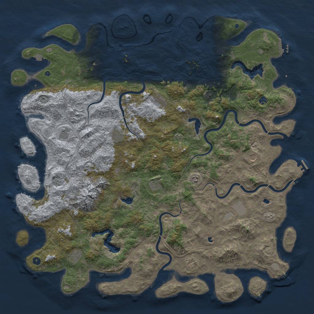 Rust Map: Procedural Map, Size: 6000, Seed: 915085635, 17 Monuments