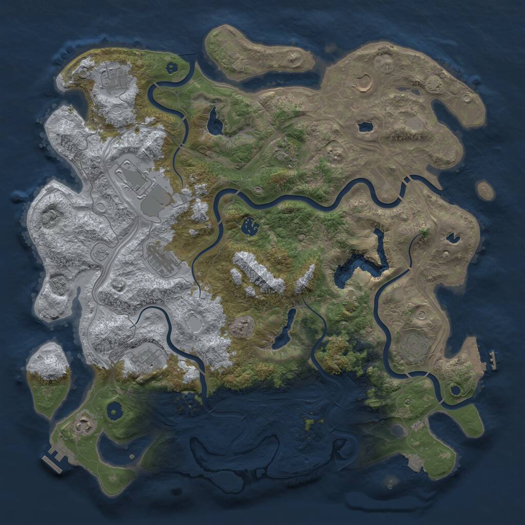 Rust Map: Procedural Map, Size: 4500, Seed: 1267664455, 16 Monuments