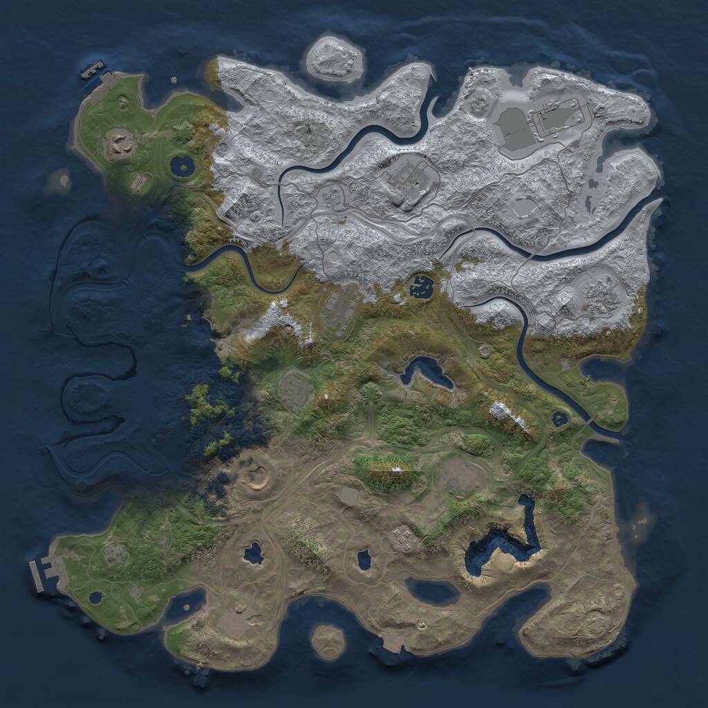 Rust Map: Procedural Map, Size: 4500, Seed: 1136039562, 17 Monuments