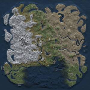 Thumbnail Rust Map: Procedural Map, Size: 6000, Seed: 674608266, 17 Monuments