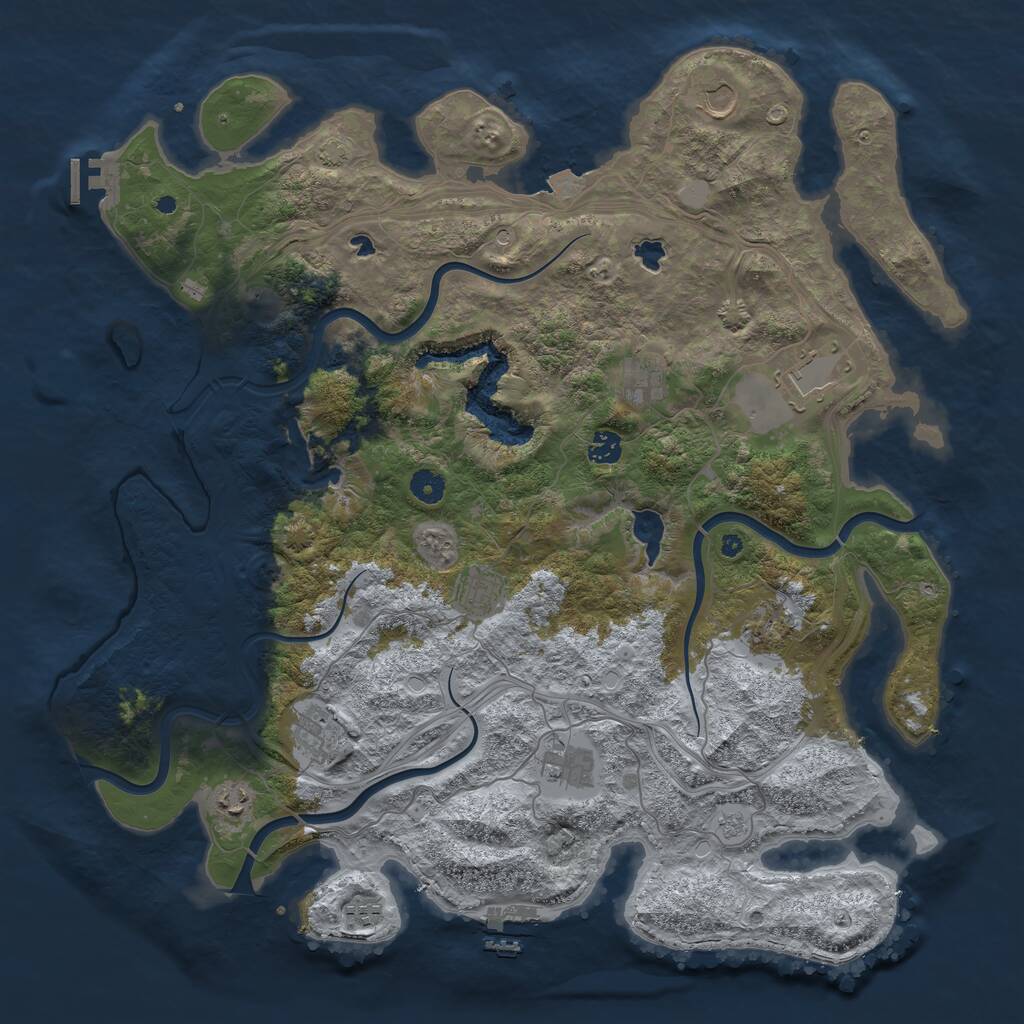 Rust Map: Procedural Map, Size: 4500, Seed: 440029184, 16 Monuments