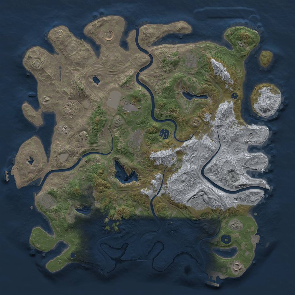 Rust Map: Procedural Map, Size: 4500, Seed: 1132301139, 16 Monuments