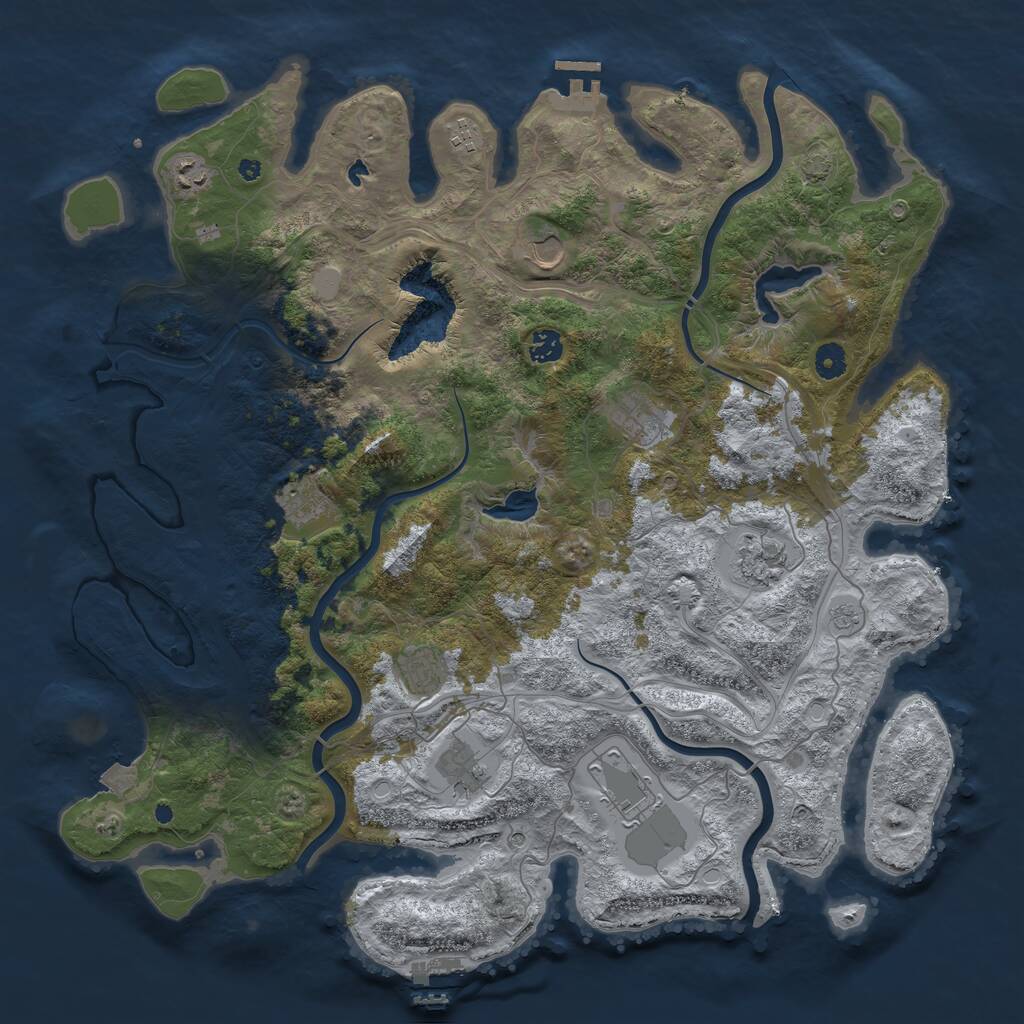Rust Map: Procedural Map, Size: 4500, Seed: 1543276943, 16 Monuments