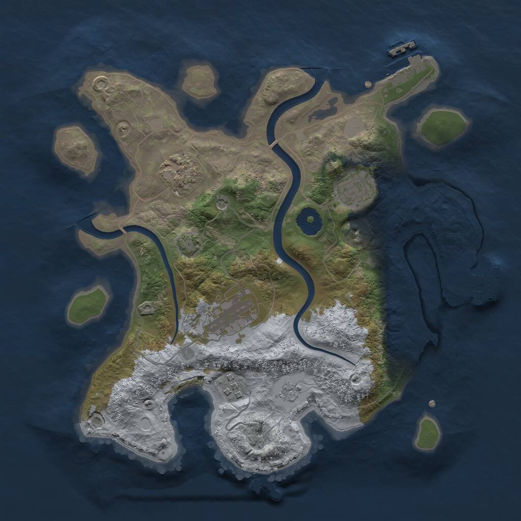 Rust Map: Procedural Map, Size: 3000, Seed: 12623, 10 Monuments