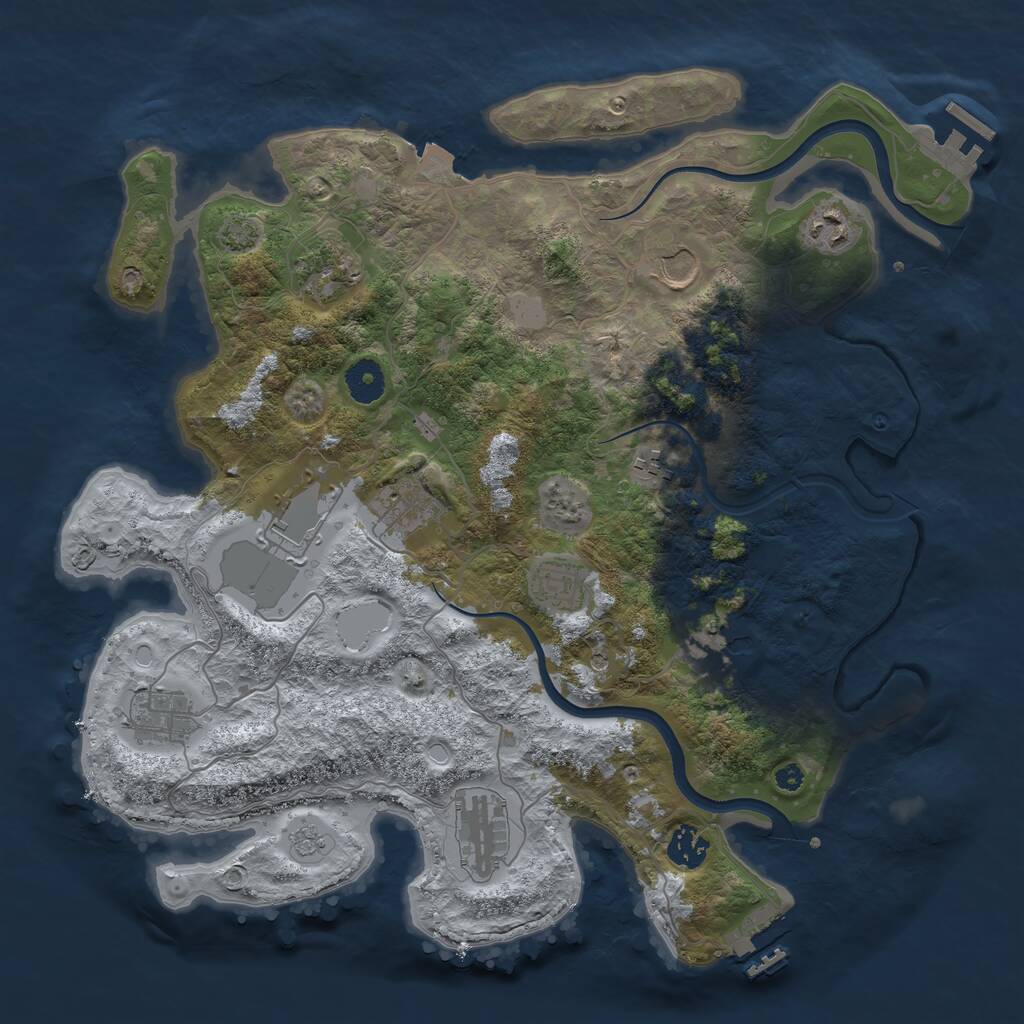 Rust Map: Procedural Map, Size: 3750, Seed: 619872177, 17 Monuments