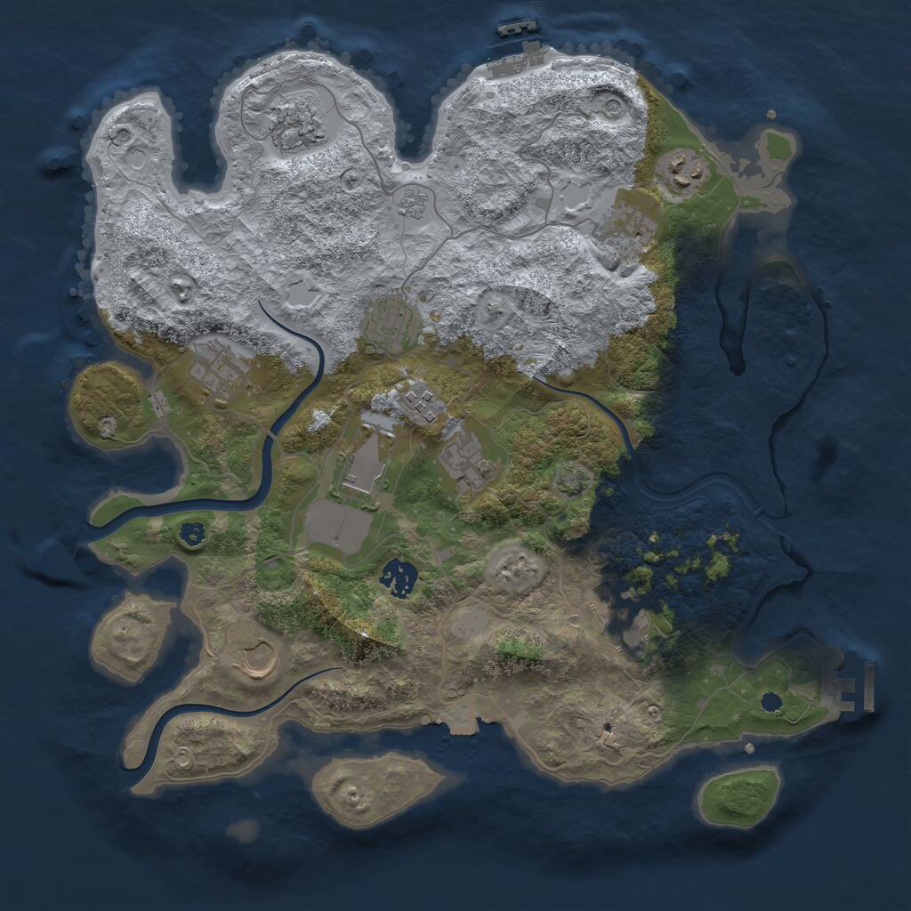Rust Map: Procedural Map, Size: 3700, Seed: 323294567, 17 Monuments