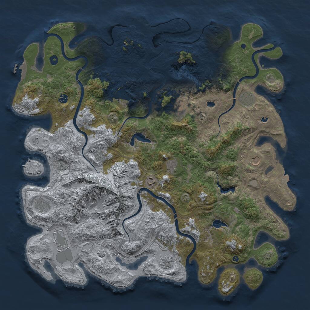 Rust Map: Procedural Map, Size: 5000, Seed: 1917792318, 17 Monuments