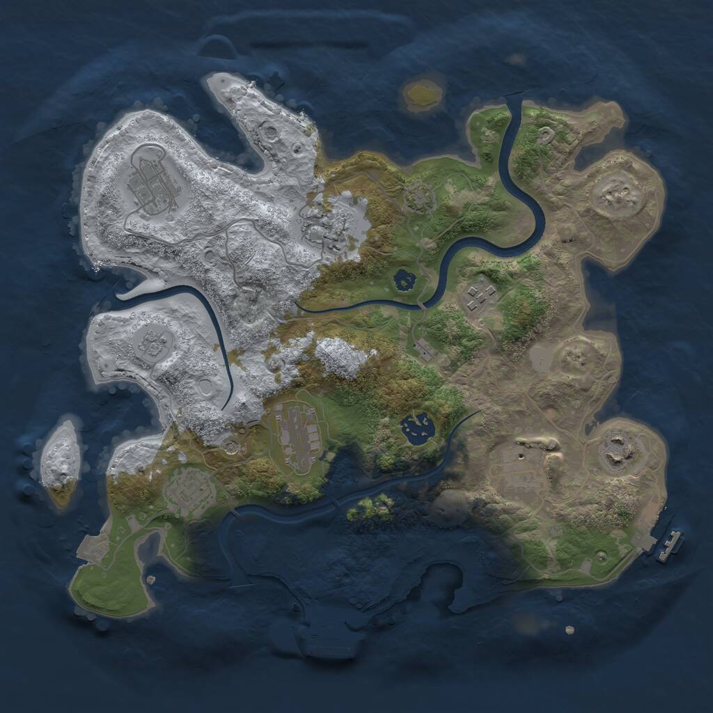 Rust Map: Procedural Map, Size: 3300, Seed: 845057325, 14 Monuments