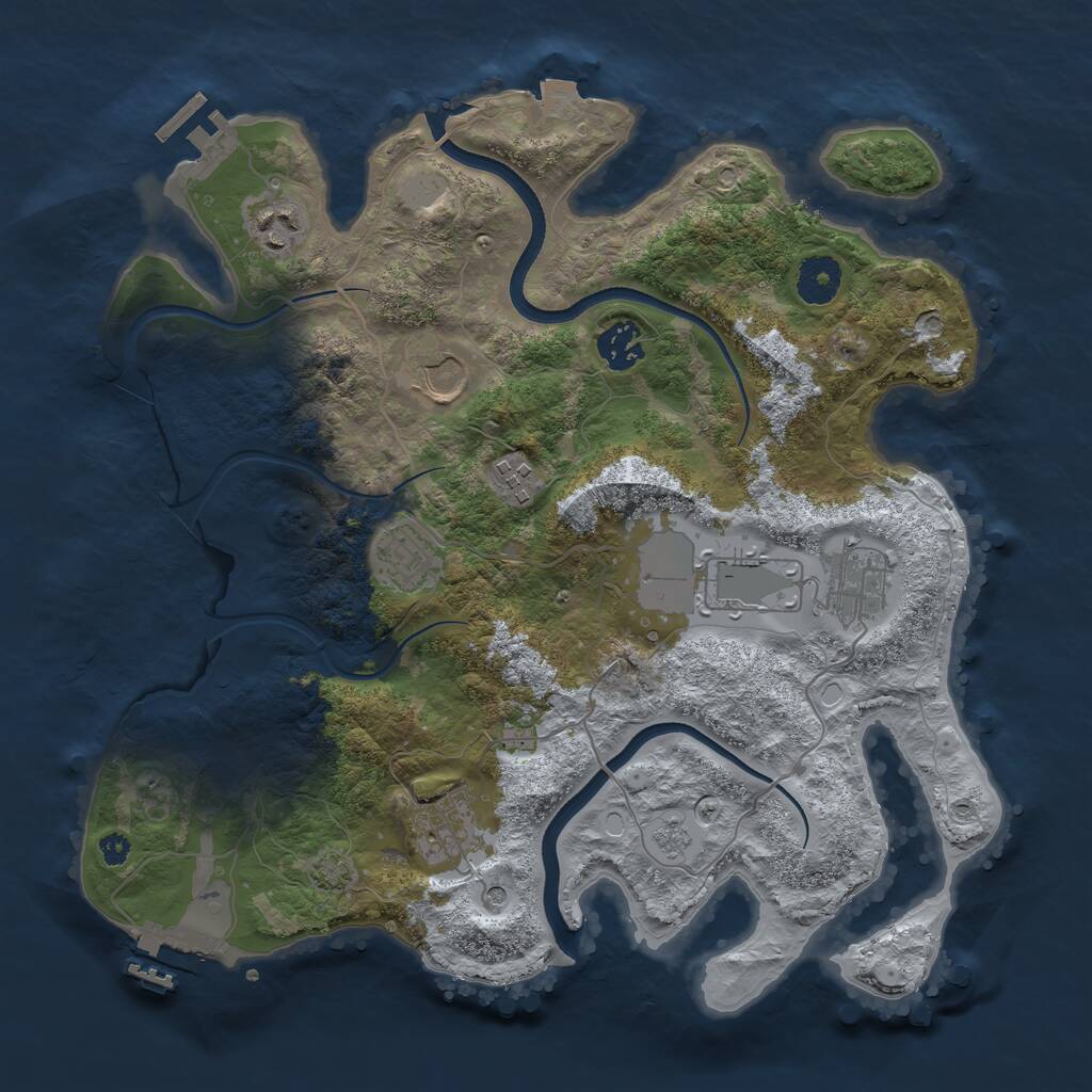 Rust Map: Procedural Map, Size: 3500, Seed: 1200304767, 14 Monuments