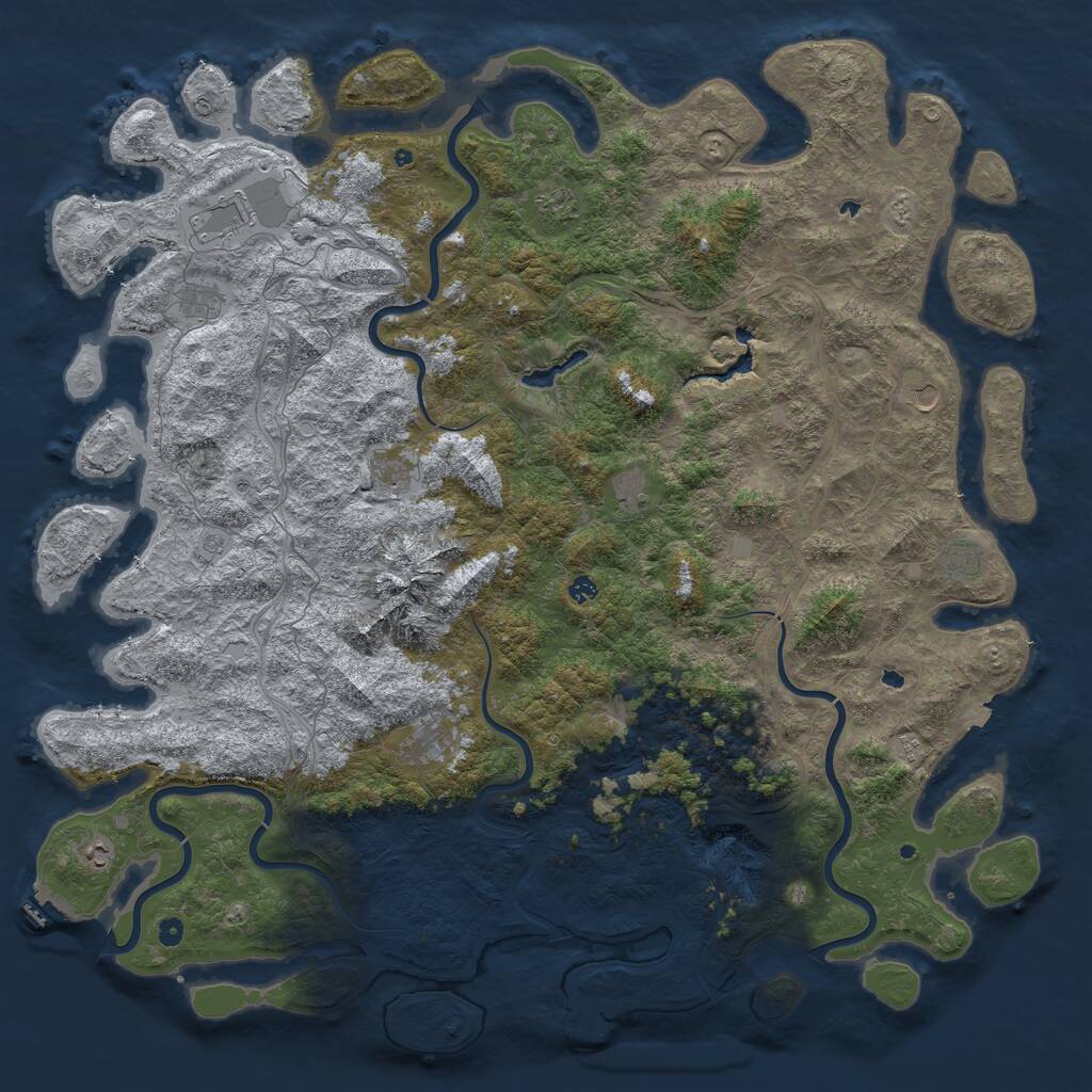 Rust Map: Procedural Map, Size: 6000, Seed: 739017, 17 Monuments