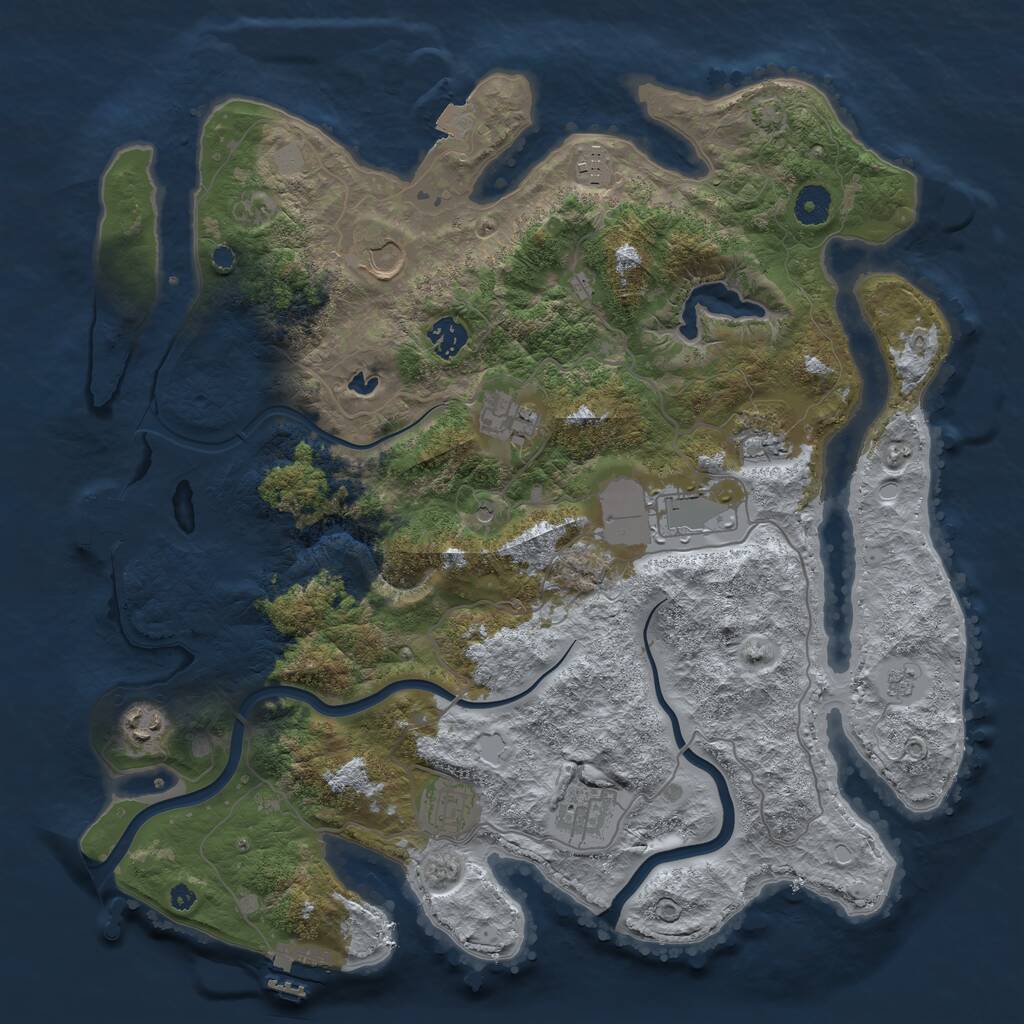 Rust Map: Procedural Map, Size: 4000, Seed: 1105191532, 15 Monuments