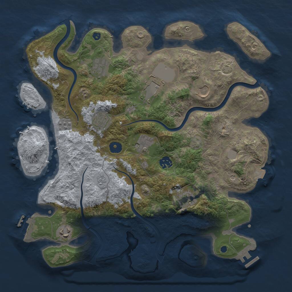 Rust Map: Procedural Map, Size: 3600, Seed: 2063244963, 15 Monuments
