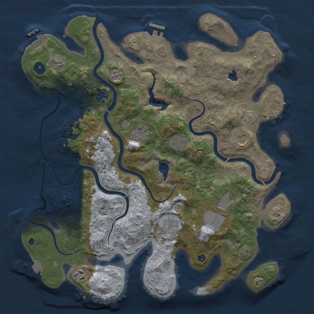 Rust Map: Procedural Map, Size: 4000, Seed: 1206848232, 14 Monuments