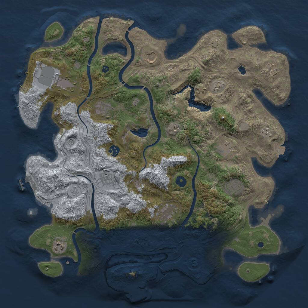 Rust Map: Procedural Map, Size: 4250, Seed: 1389981994, 17 Monuments
