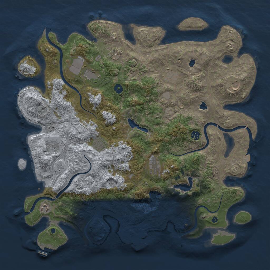 Rust Map: Procedural Map, Size: 4500, Seed: 1816195976, 16 Monuments