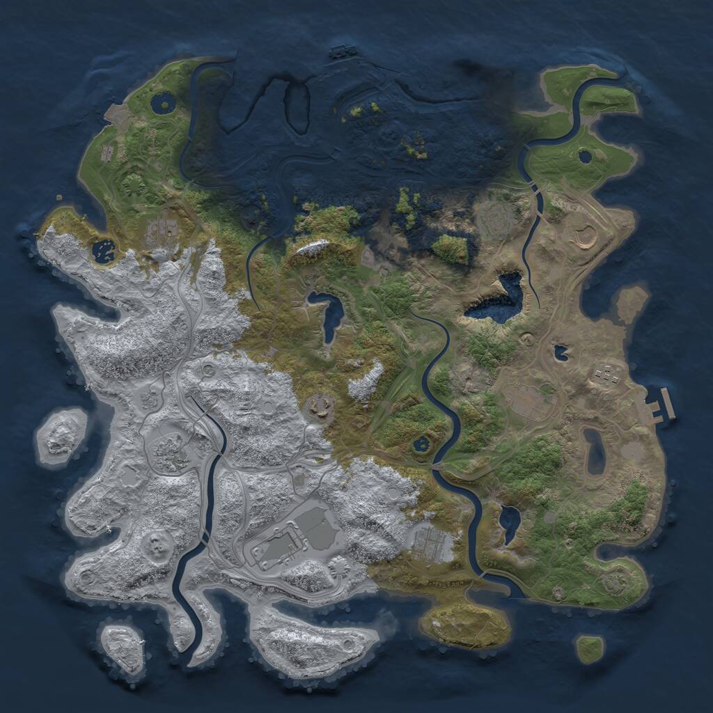 Rust Map: Procedural Map, Size: 4500, Seed: 272623120, 17 Monuments