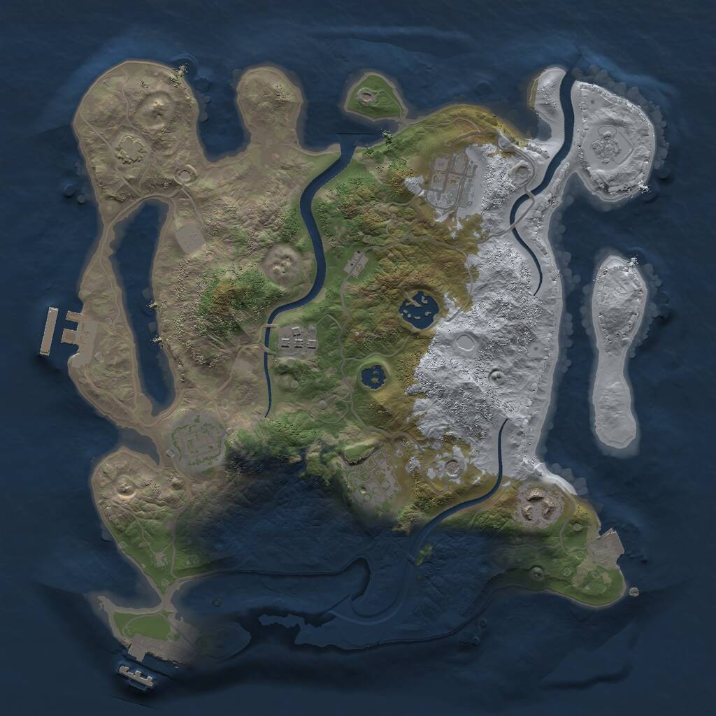 Rust Map: Procedural Map, Size: 3000, Seed: 1611416189, 12 Monuments
