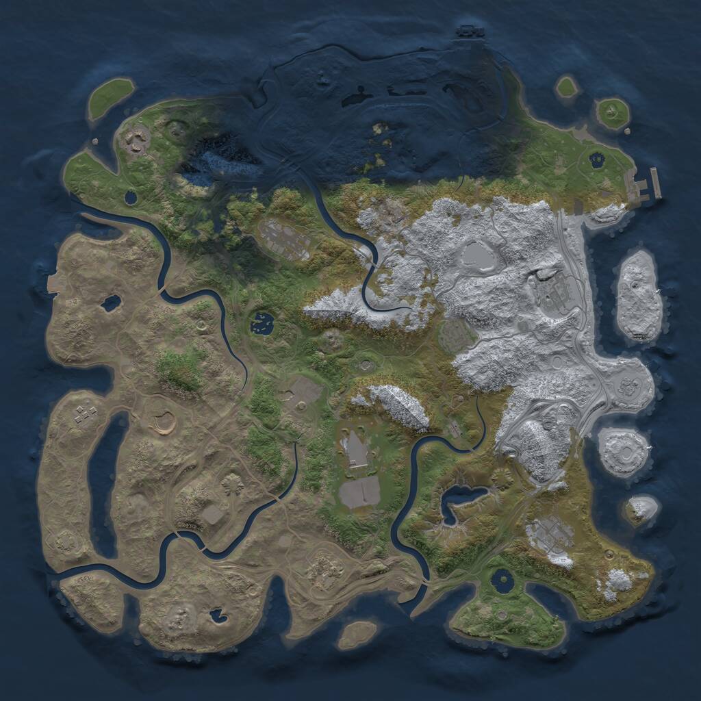 Rust Map: Procedural Map, Size: 4500, Seed: 851366443, 17 Monuments