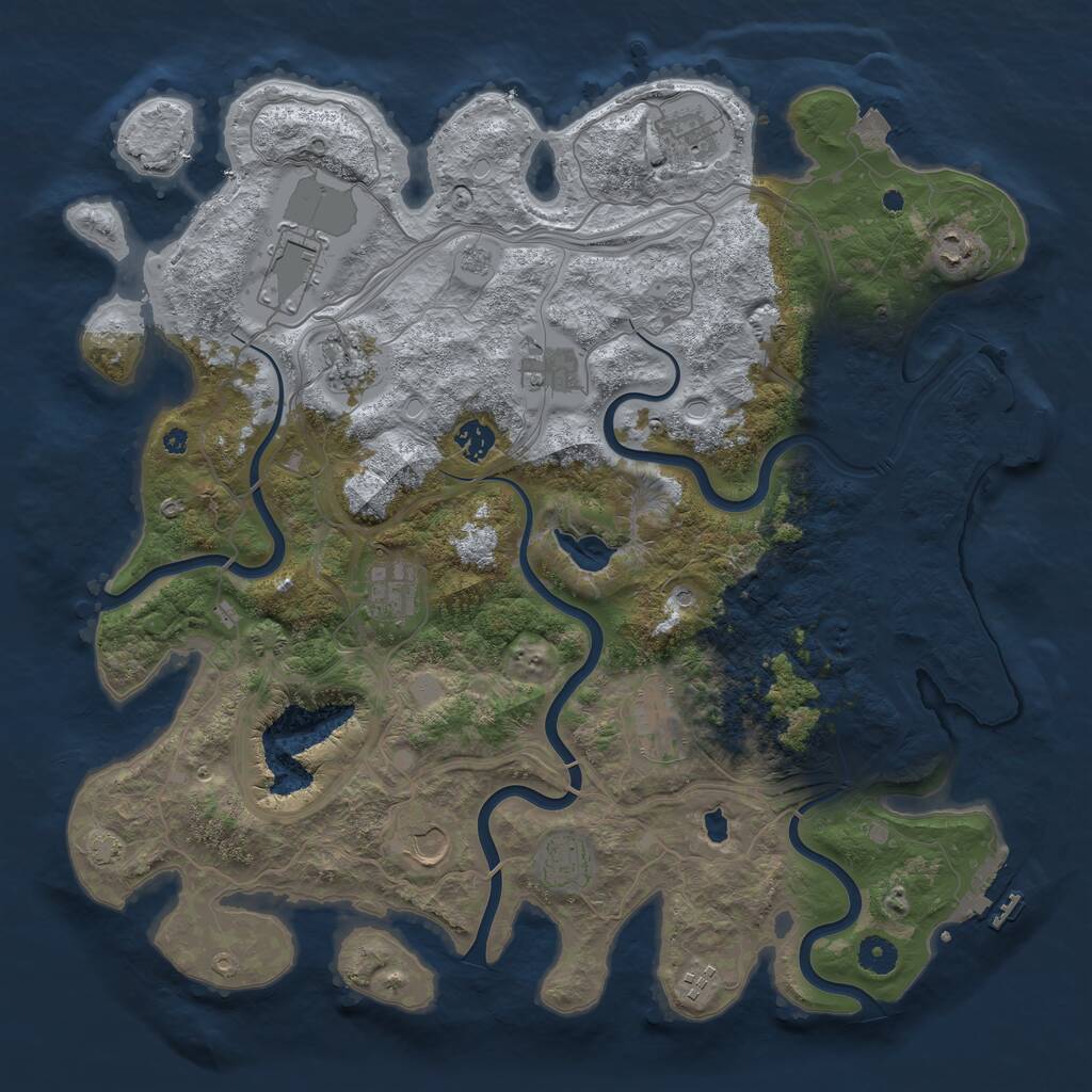 Rust Map: Procedural Map, Size: 4250, Seed: 258791553, 17 Monuments