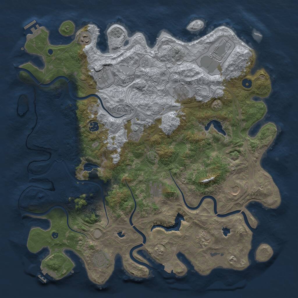 Rust Map: Procedural Map, Size: 4500, Seed: 628535110, 17 Monuments