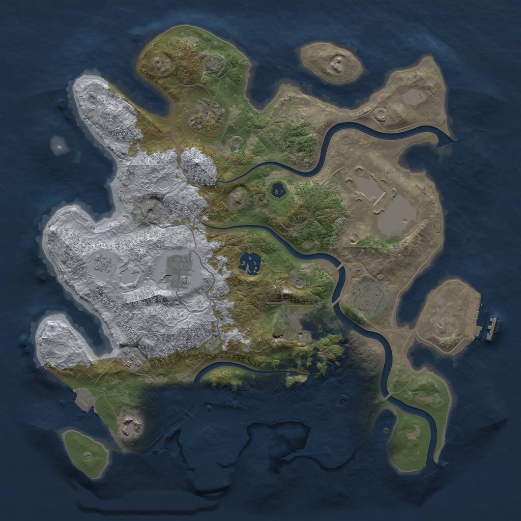 Rust Map: Procedural Map, Size: 3500, Seed: 1438712302, 14 Monuments