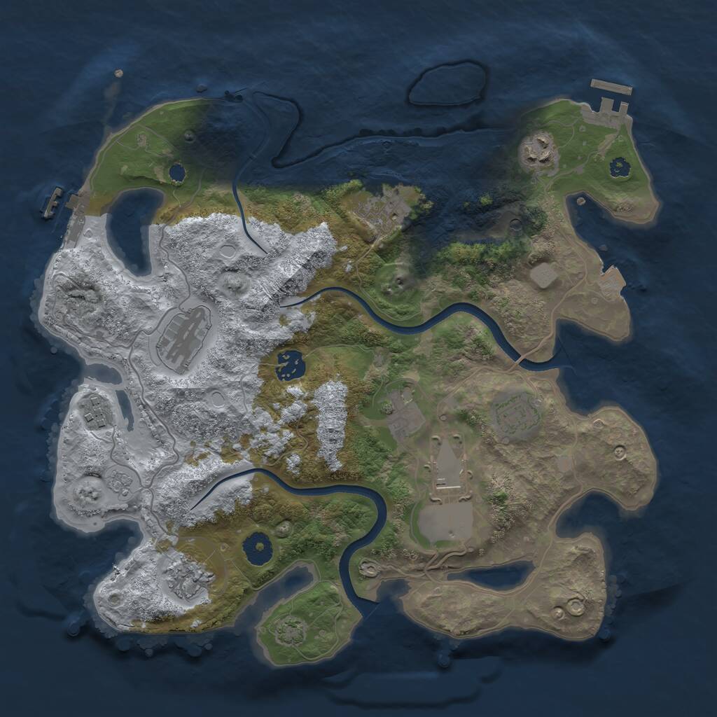 Rust Map: Procedural Map, Size: 3500, Seed: 28830928, 15 Monuments