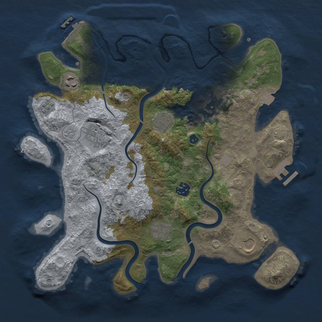 Rust Map: Procedural Map, Size: 3500, Seed: 140347541, 14 Monuments