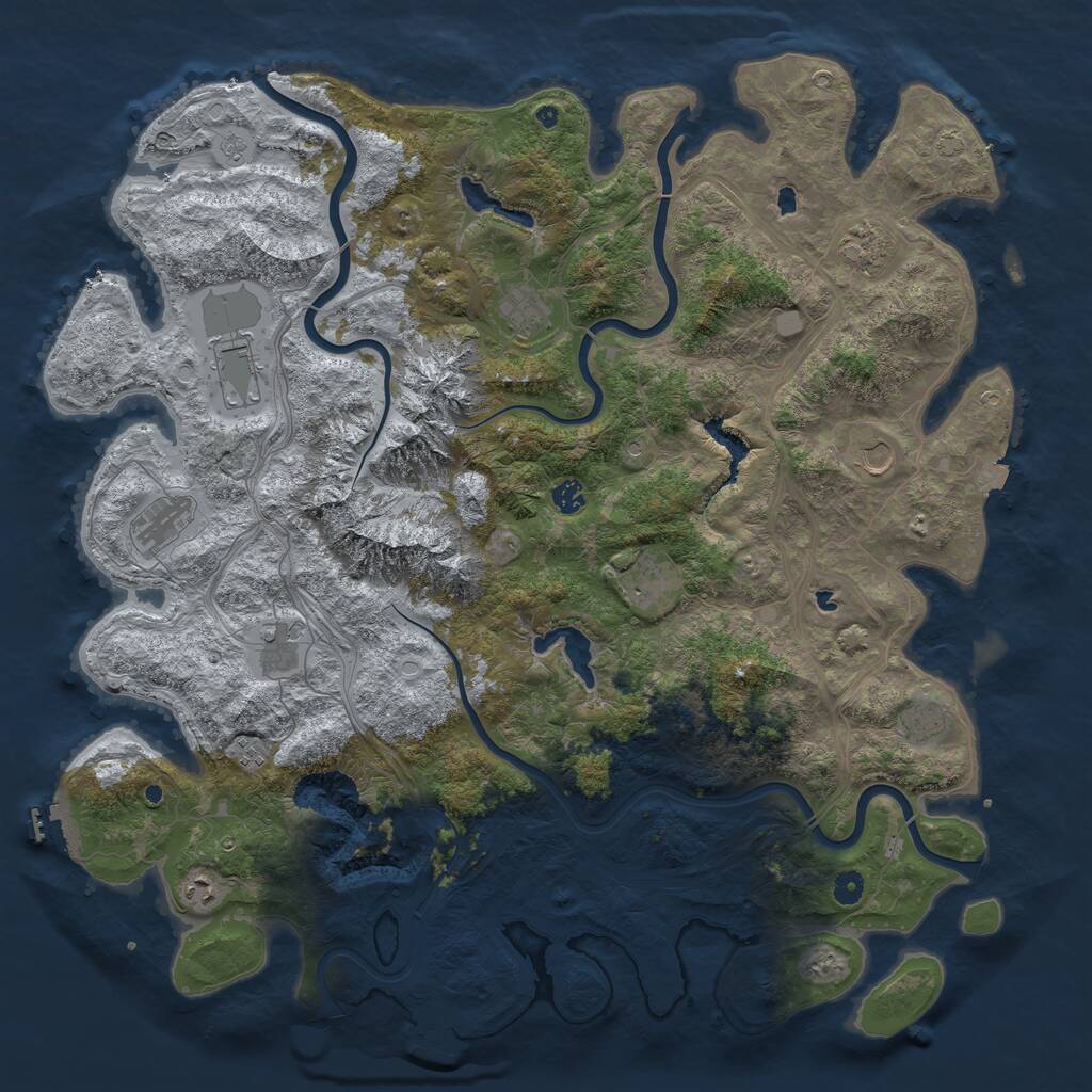 Rust Map: Procedural Map, Size: 5000, Seed: 1896790682, 17 Monuments