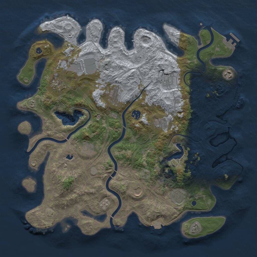 Rust Map: Procedural Map, Size: 4250, Seed: 1607203202, 17 Monuments
