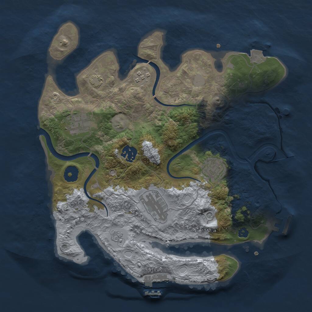 Rust Map: Procedural Map, Size: 3000, Seed: 1433692508, 11 Monuments
